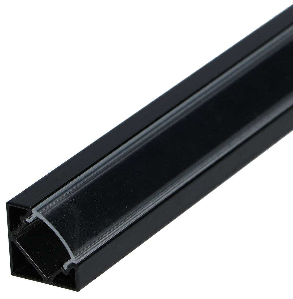 Profil LED aluminiowy SobkoTEC ST3 1m czarny, narozny 45 stopni, klosz transparentny
