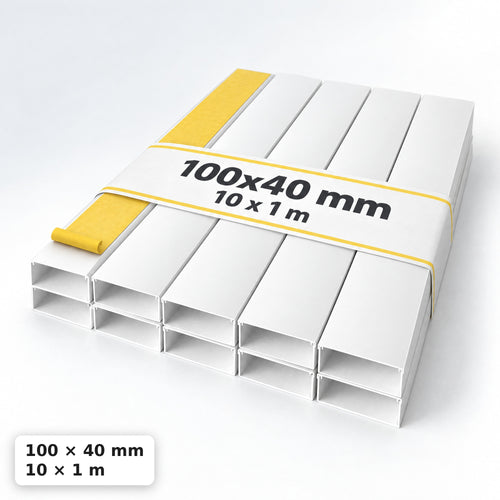 Kabelkanal - 100x40 mm Weiß - Selbstklebend, 1 m — selbstklebend