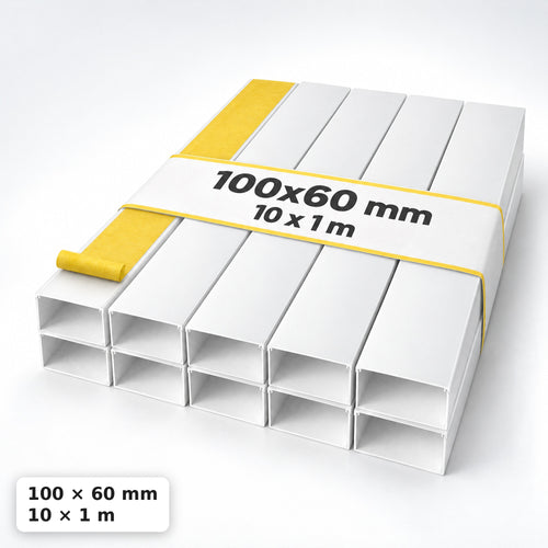 Kabelkanal - 100x60 mm Weiß - Selbstklebend, 1 m — selbstklebend