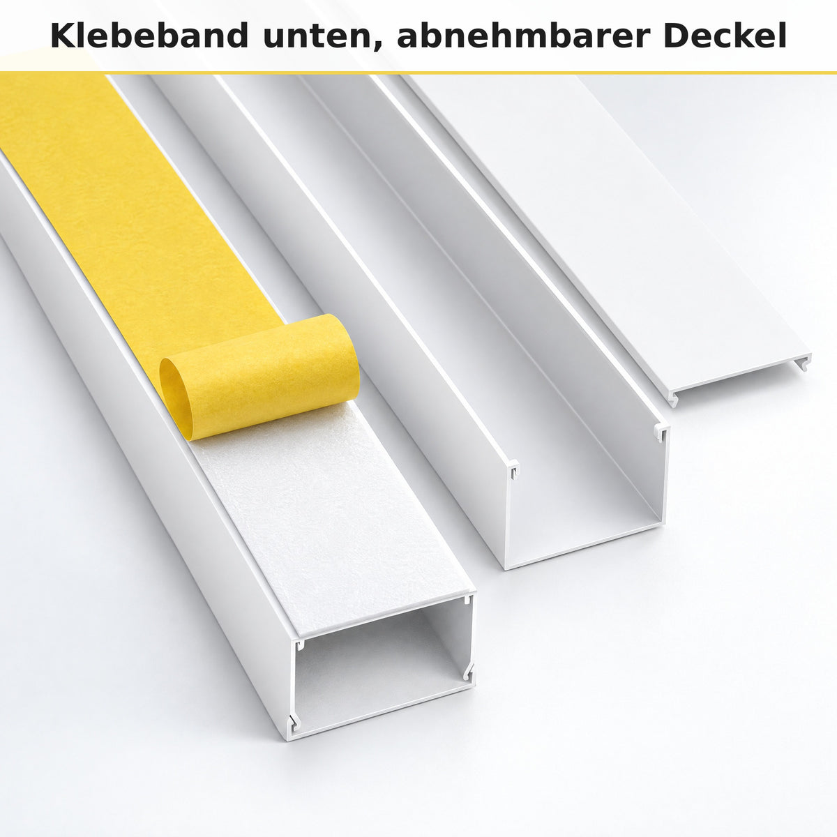 Kabelkanal - 100x60 mm Weiß - Selbstklebend, 1 m — kleben statt bohren