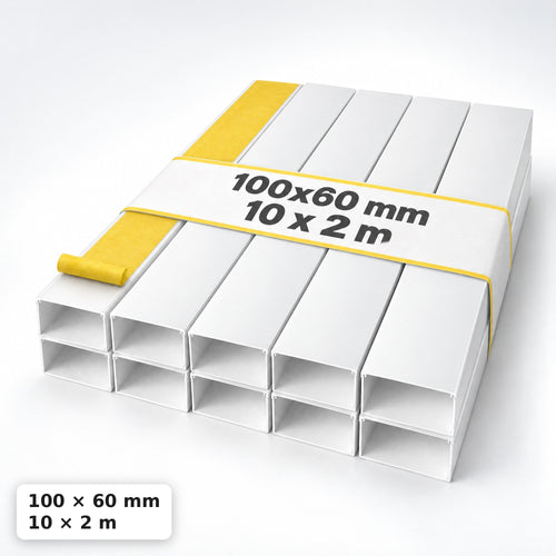 Kabelkanal - 100x60 mm Weiß - Selbstklebend, 2 m — selbstklebend