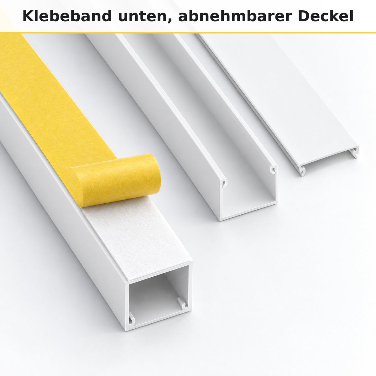 Kabelkanal - 15x15 mm Weiß - Selbstklebend, 2 m — kleben statt bohren
