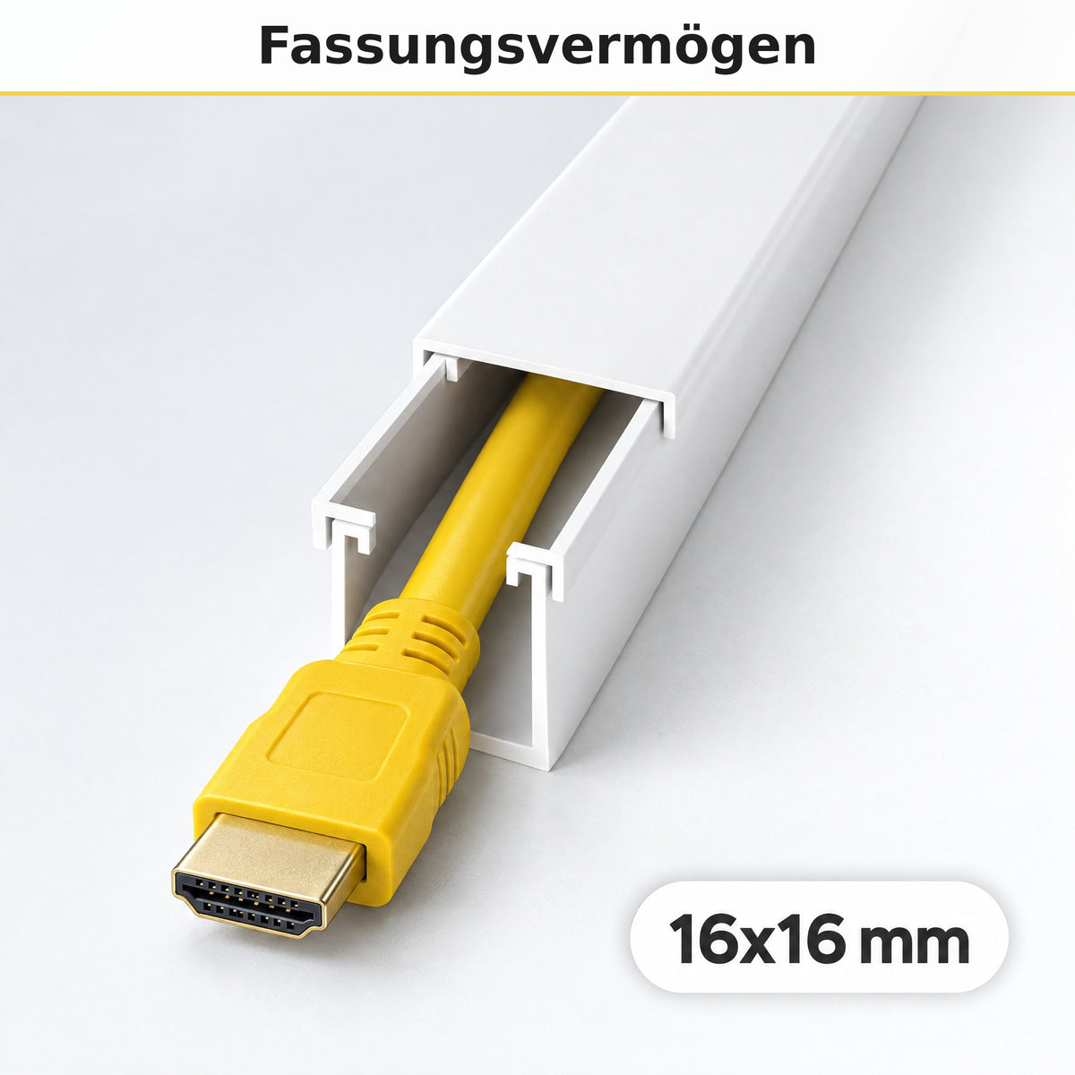 Kabelkanal - 16x16 mm Weiß - Selbstklebend, 1 m — wie viele Kabel passen hinein