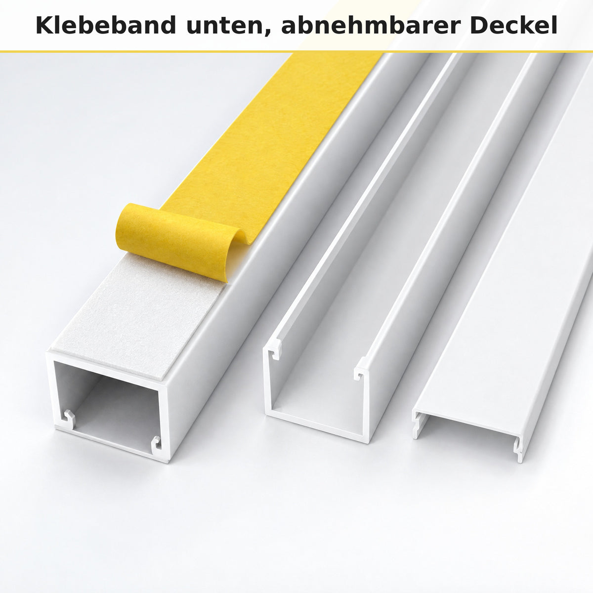 Kabelkanal - 16x16 mm Weiß - Selbstklebend, 2 m — kleben statt bohren