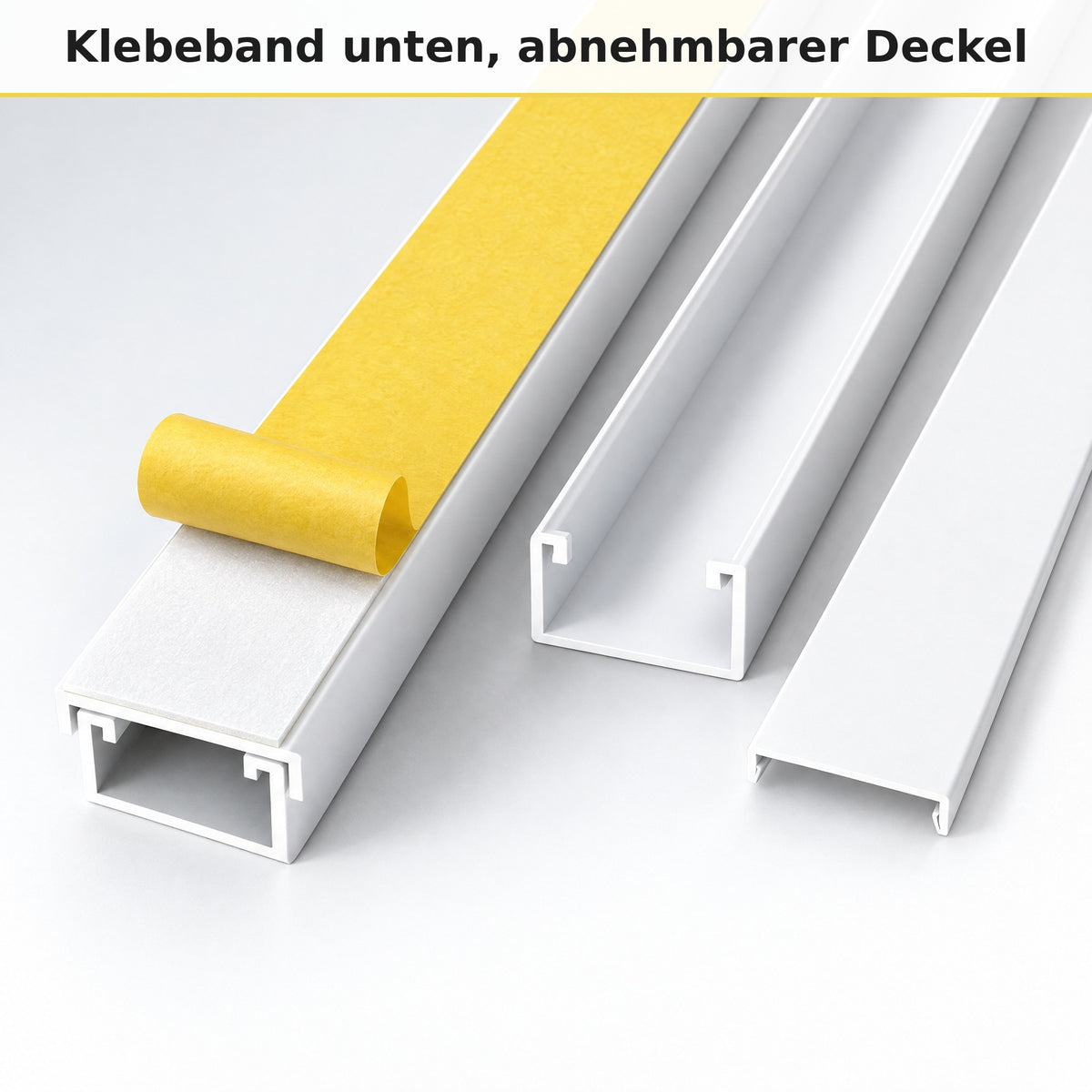 Kabelkanal - 20x10 mm Weiß - Selbstklebend, 2 m — kleben statt bohren
