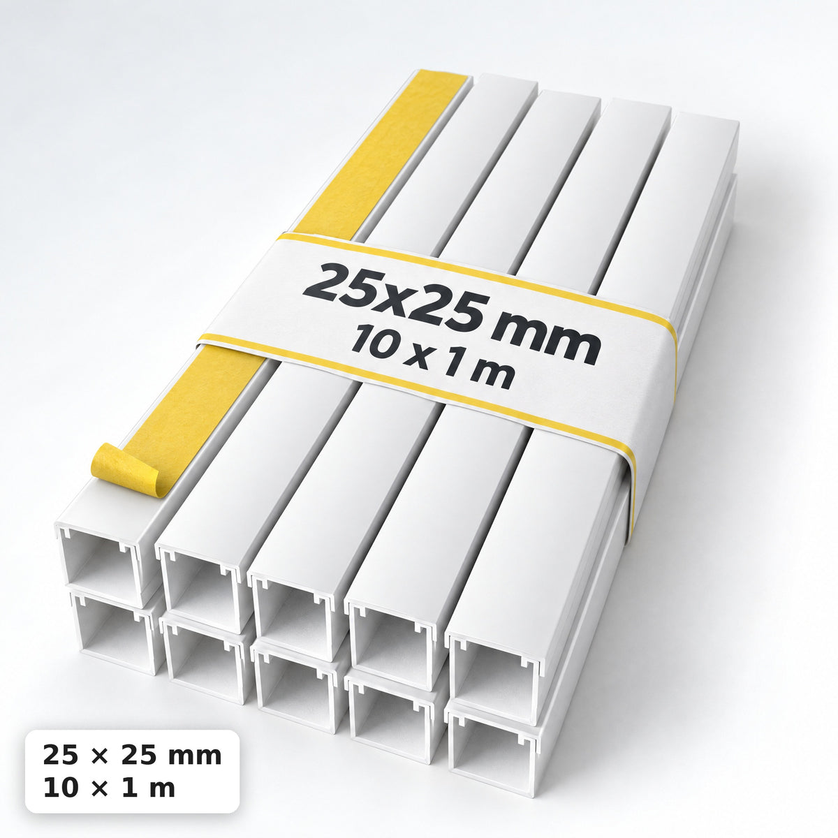 Kabelkanal - 25x25 mm Weiß - Selbstklebend, 1 m — selbstklebend