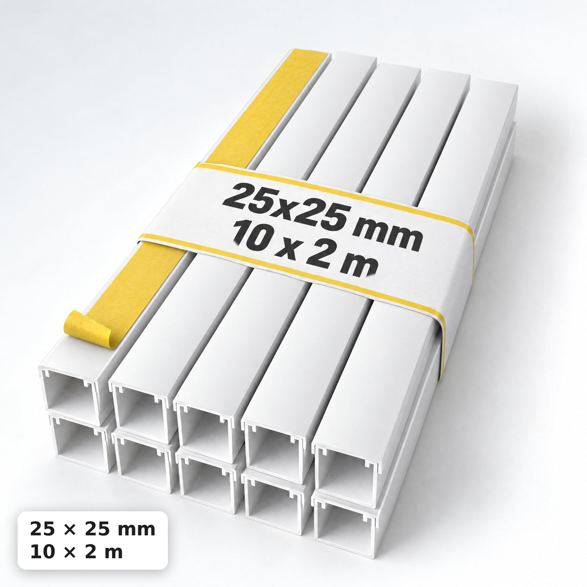 Kabelkanal - 25x25 mm Weiß - Selbstklebend, 2 m — selbstklebend