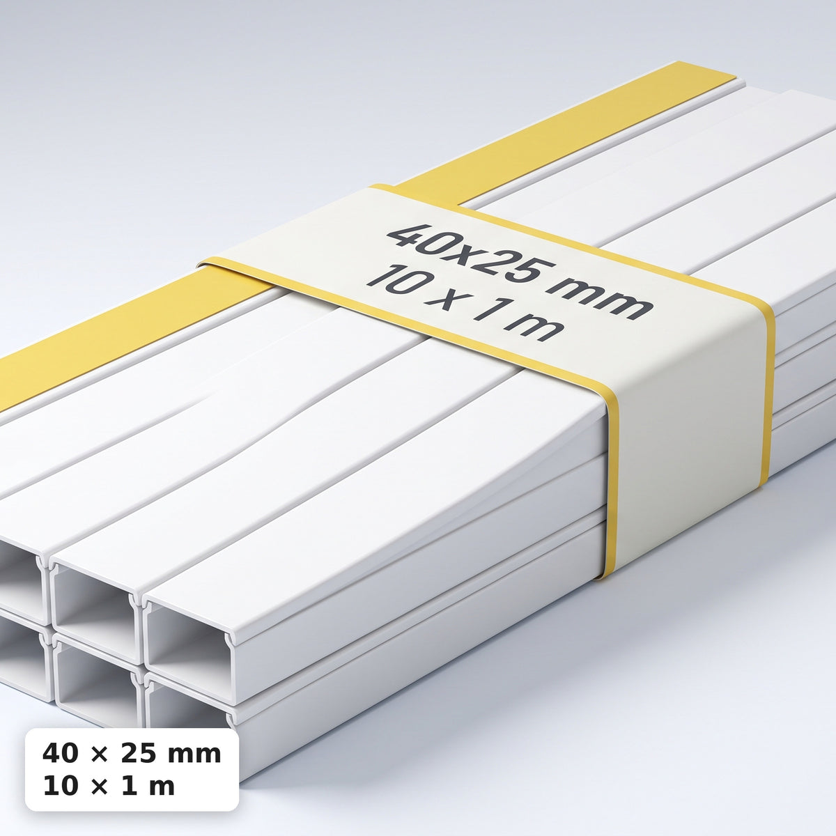 Kabelkanal - 40x25 mm Weiß - Selbstklebend, 1 m — selbstklebend