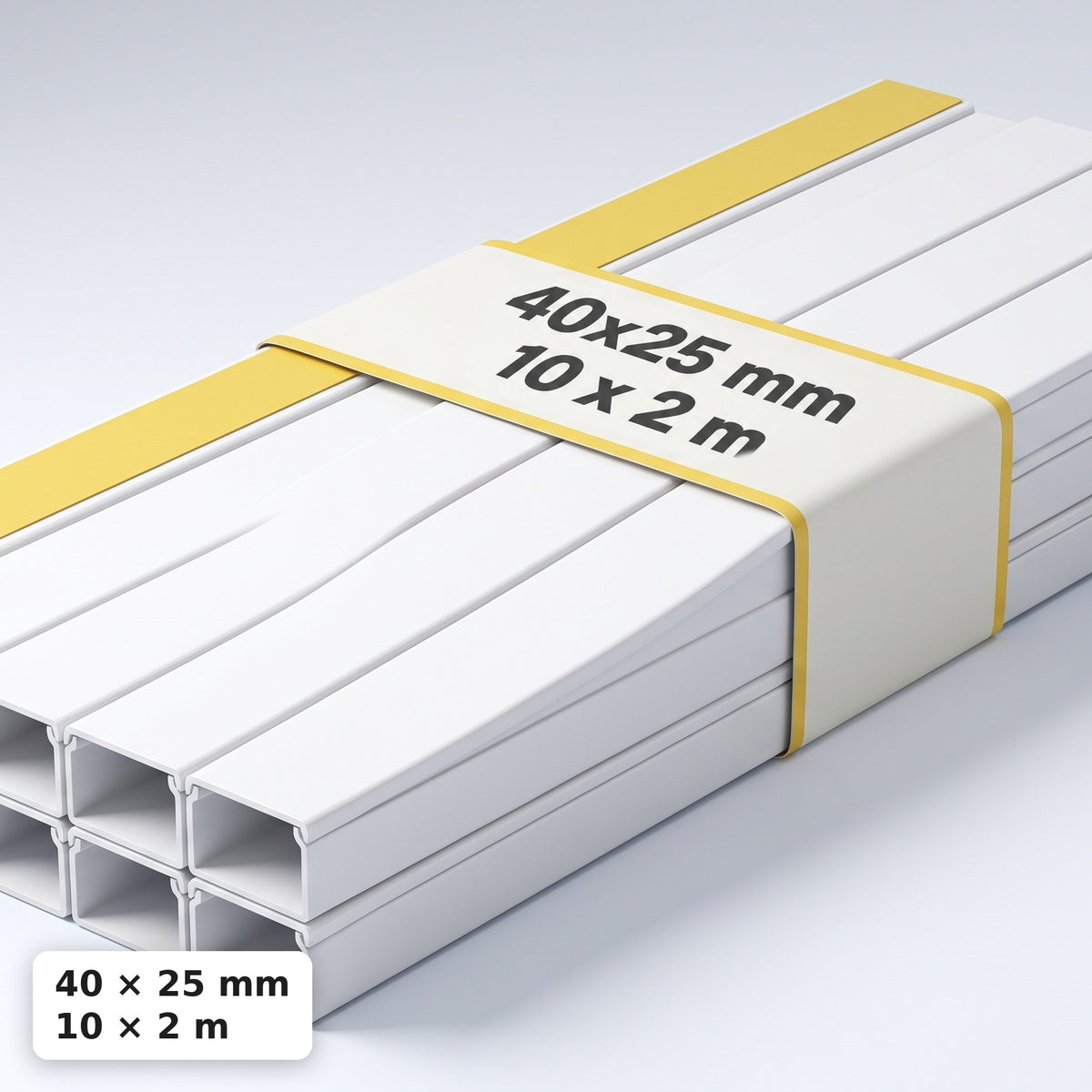 Kabelkanal - 40x25 mm Weiß - Selbstklebend, 2 m — selbstklebend
