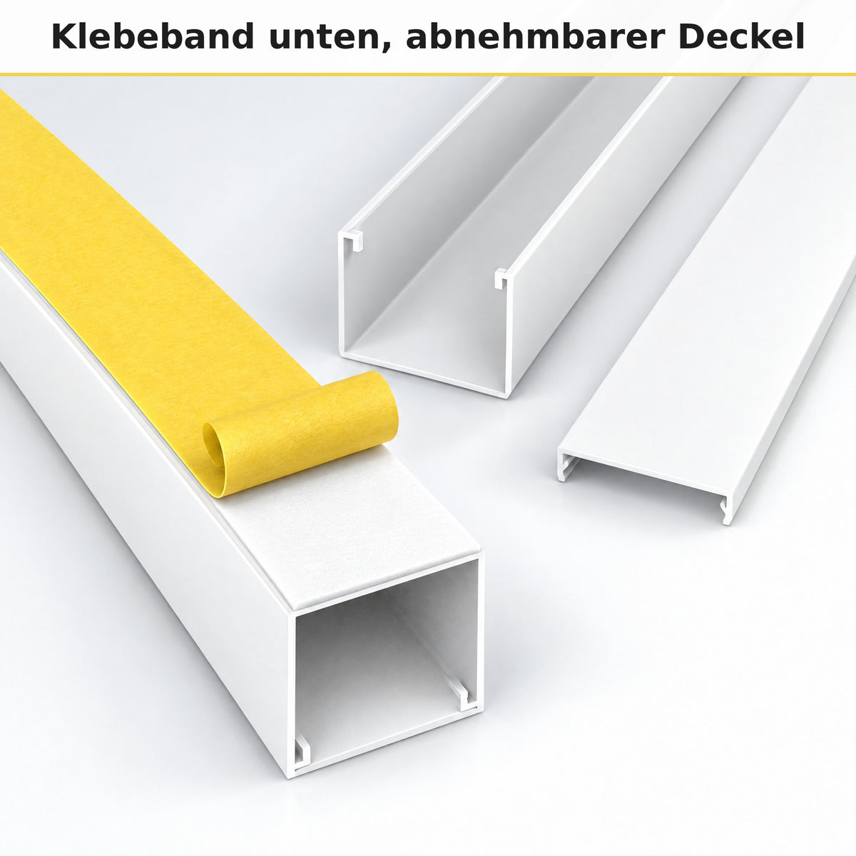 Kabelkanal - 40x40 mm Weiß - Selbstklebend, 1 m — kleben statt bohren