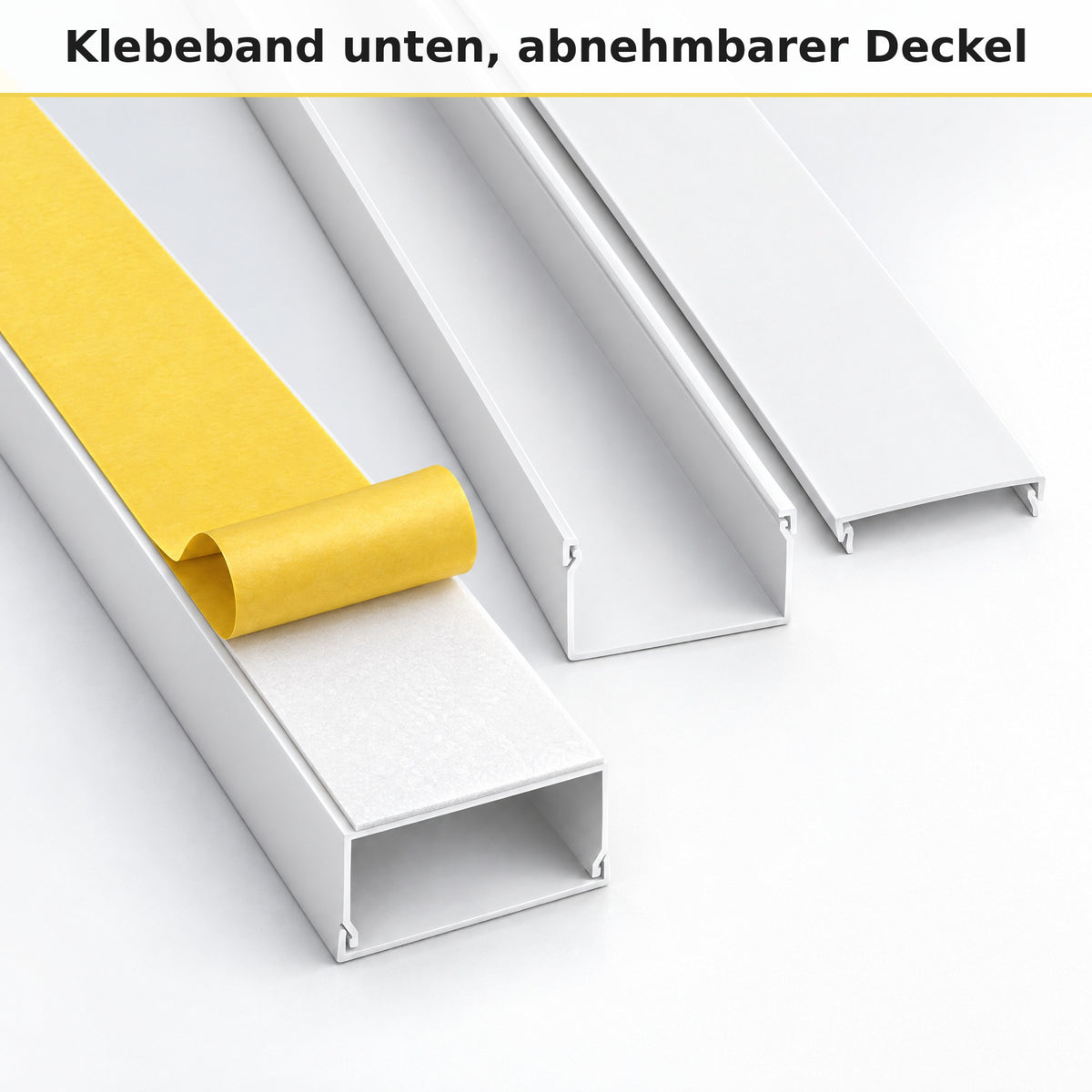 Kabelkanal - 80x40 mm Weiß - Selbstklebend, 2 m — kleben statt bohren