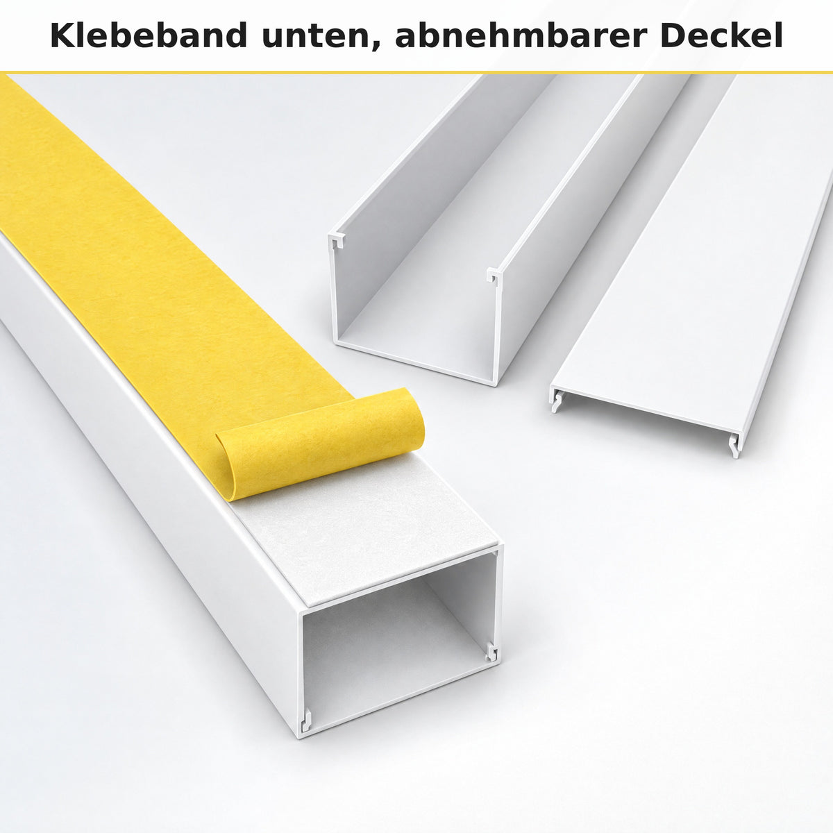 Kabelkanal - 80x60 mm Weiß - Selbstklebend, 2 m — kleben statt bohren